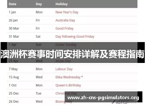 澳洲杯赛事时间安排详解及赛程指南 澳洲杯赛事时间安排详解及赛程指南